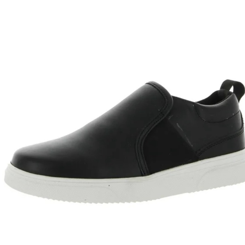 Steve Madden Boys Black Slip-On Sneakers with White Sole